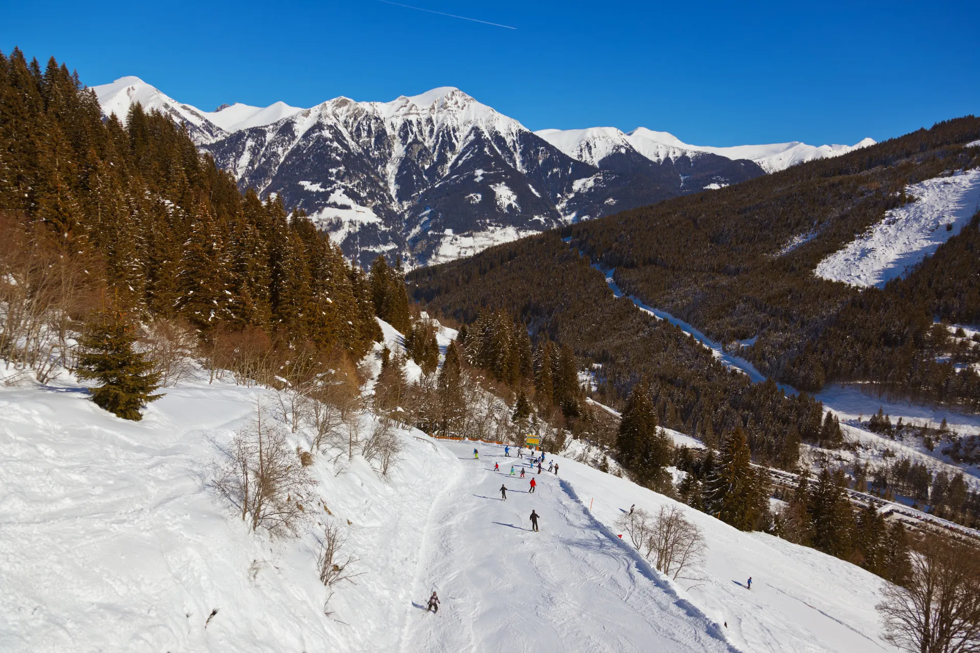 Een piste in de bergen van Bad Gastein