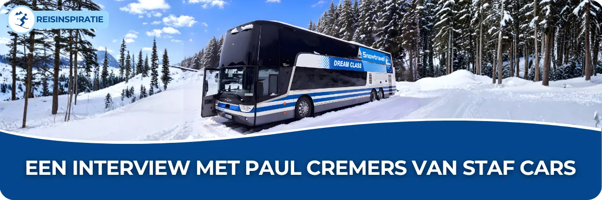 Banner met de dream class bus van Snowtravel