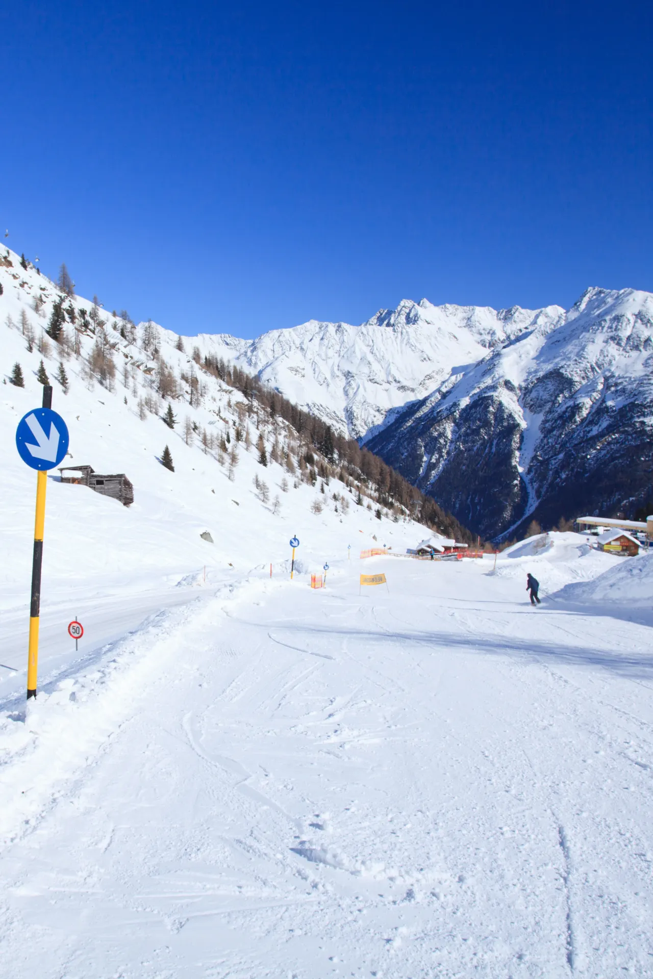 Blauwe piste in het skigebieden Solden