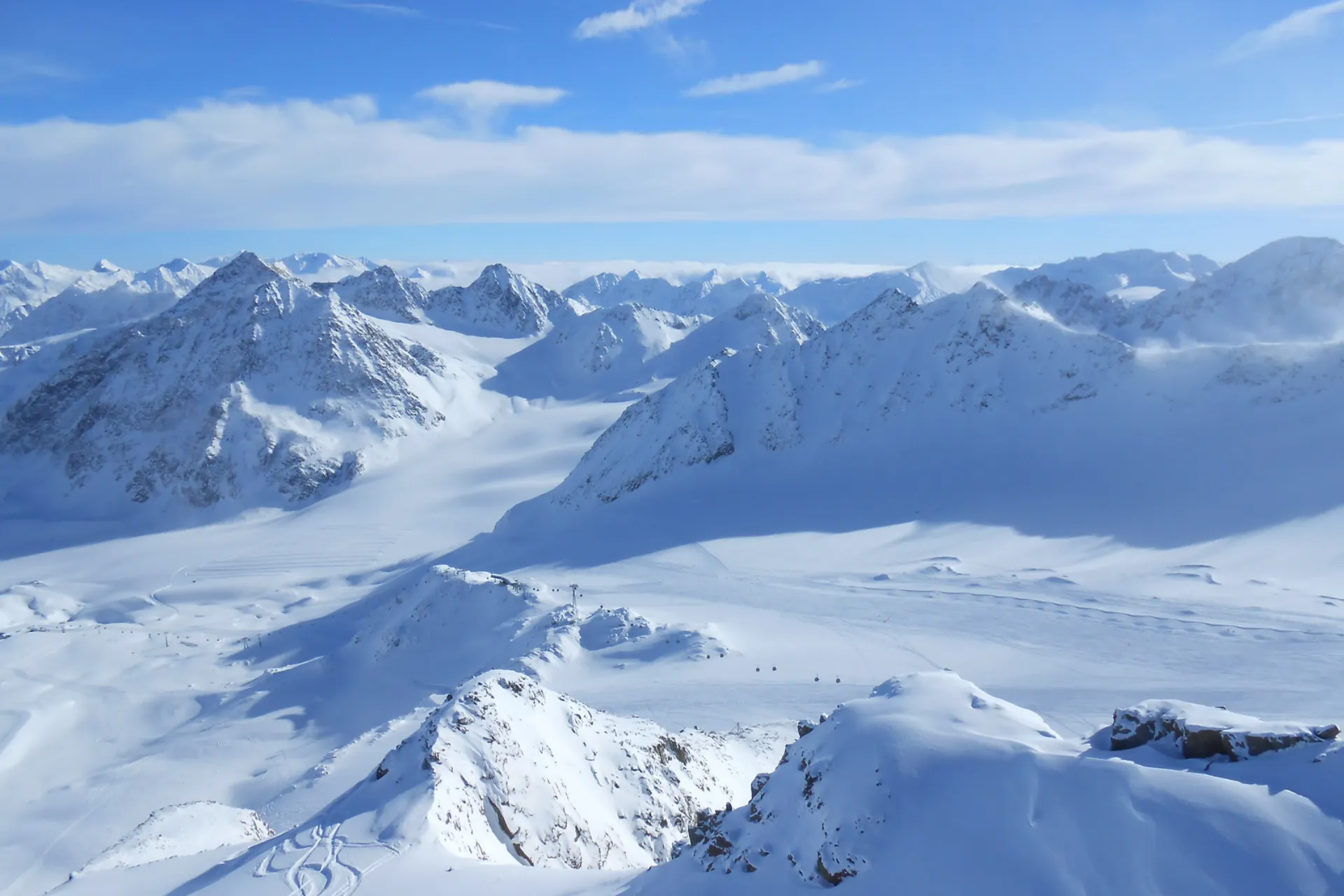 De afdaling van de Pitztaler Gletscher
