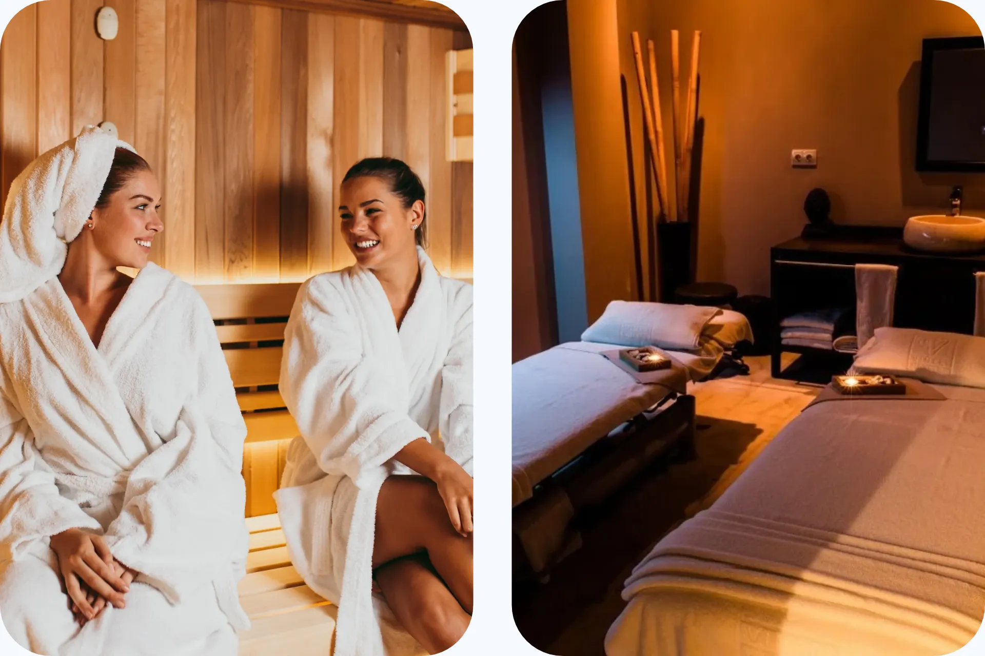 Wellness en ontspanning in een sfeervolle spa met sauna en ruimte voor rustgevende behandelingen.