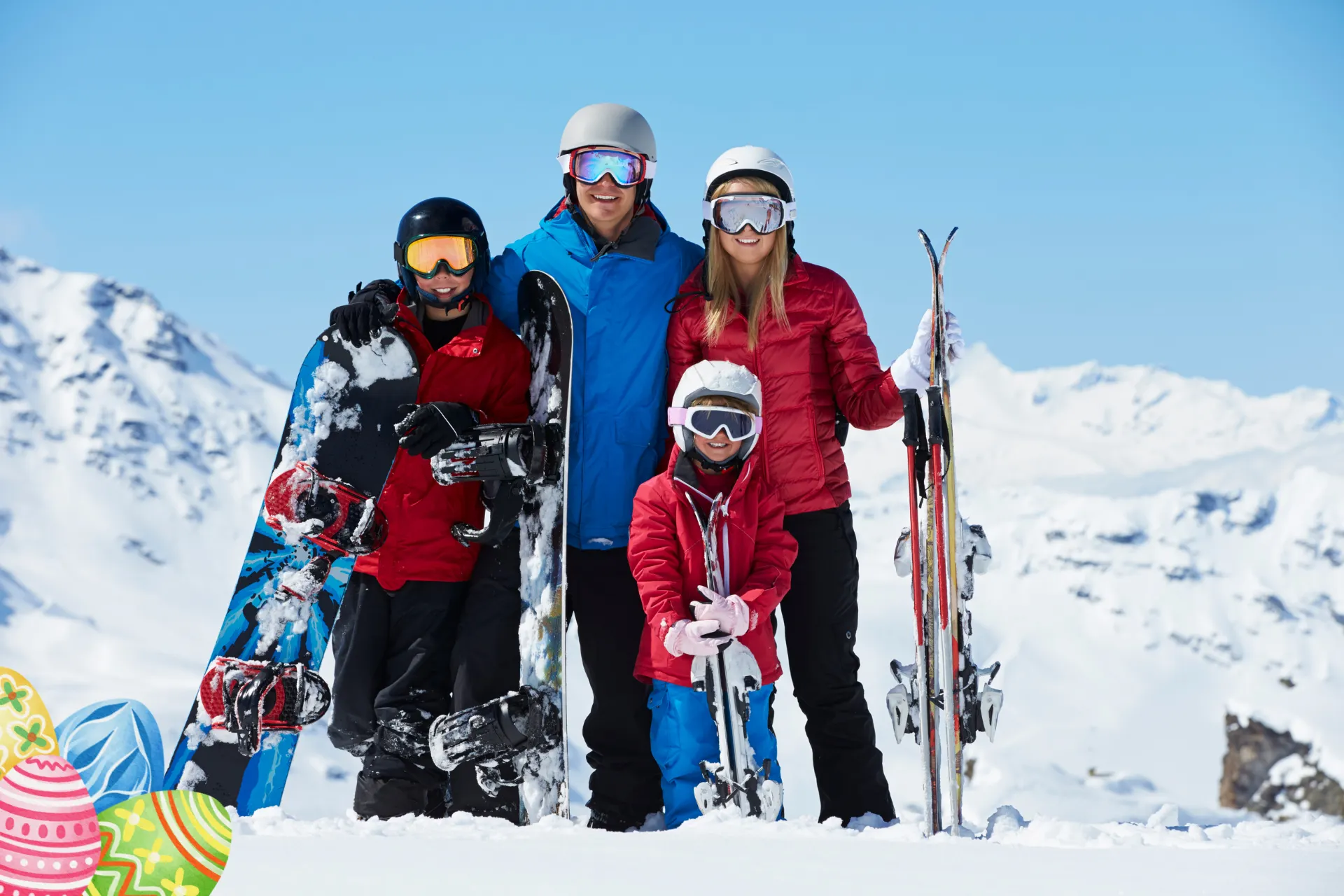familie op skivakantie