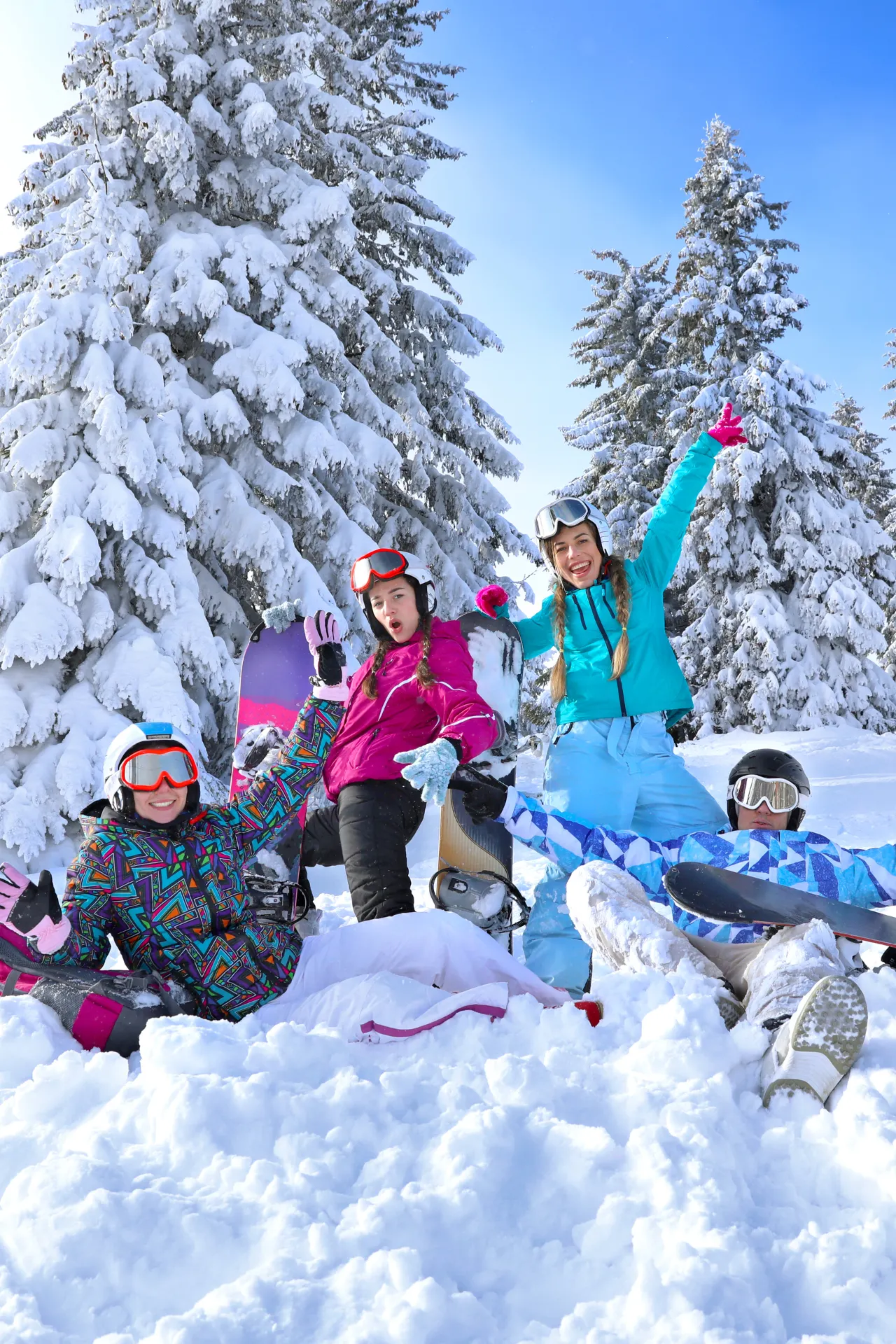 Groep in de sneeuw.