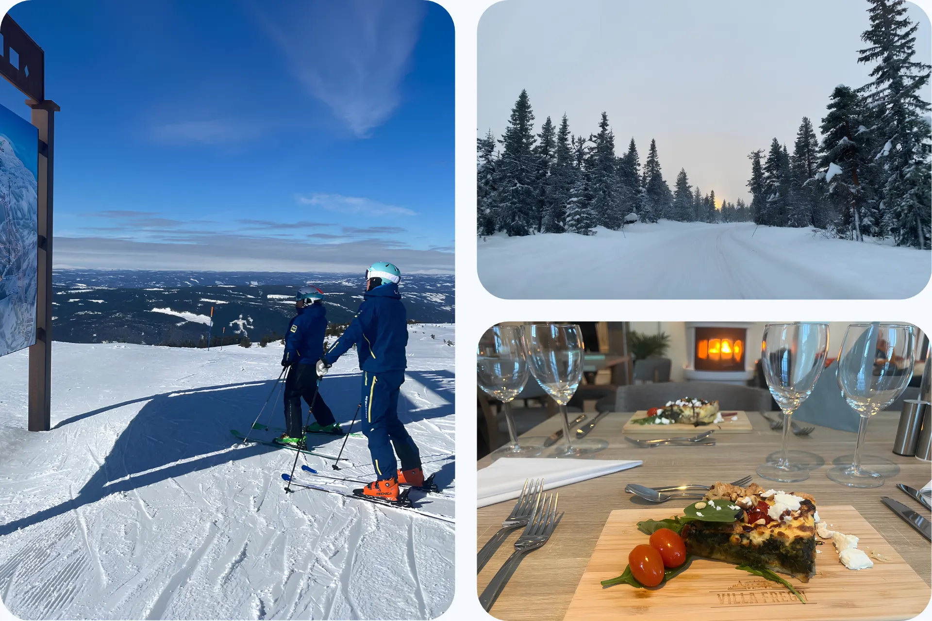 Fotocollage van de sfeer tijdens de ski safari in Noorwegen