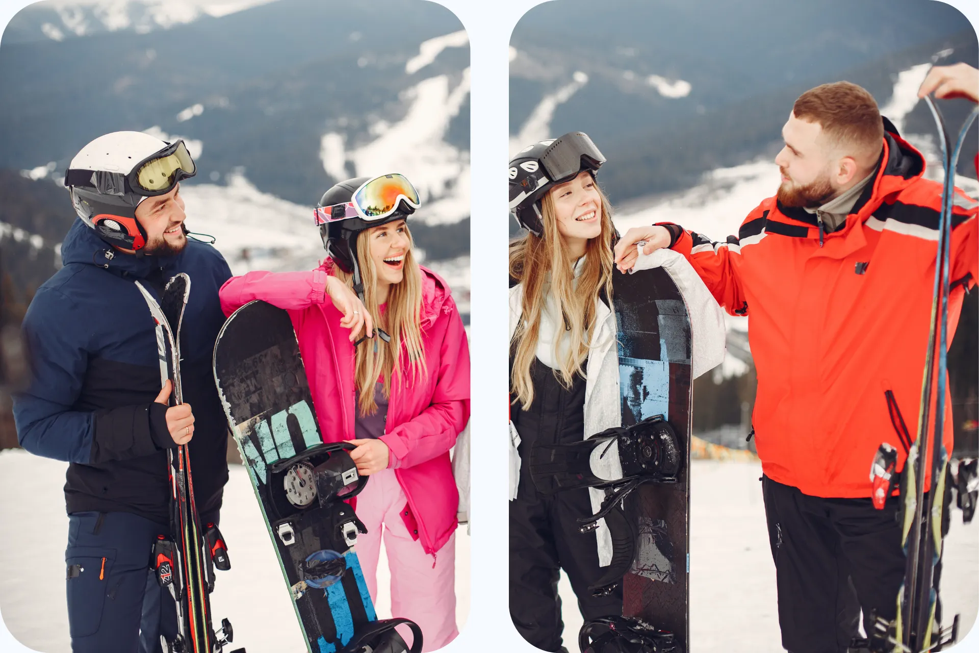 Groep studenten op skivakantie in Oostenrijk.
