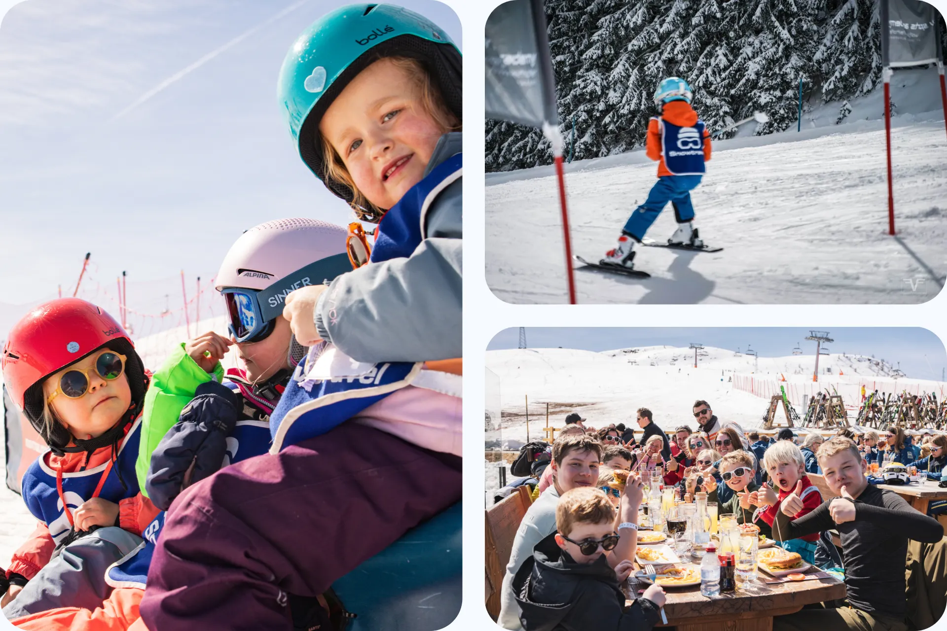 3 fotos met snowie kids