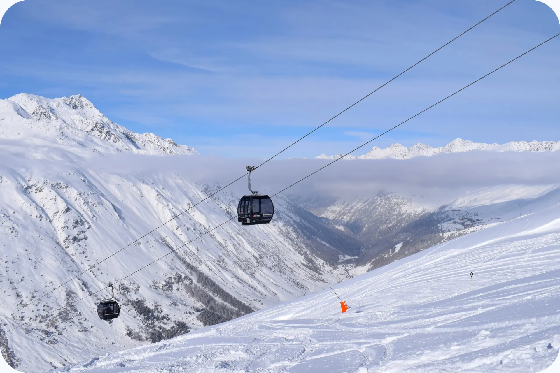 De skigondel in het skigebied Obergurgl-Hochgurgl