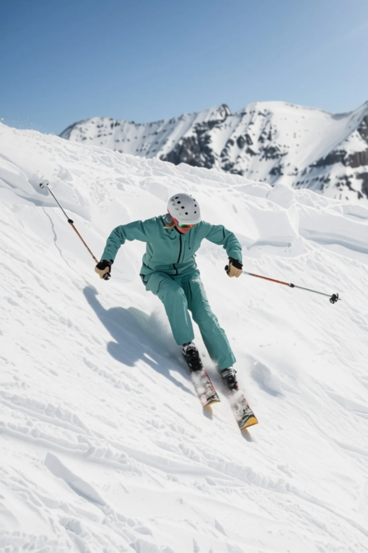Een skiër van een stijle piste